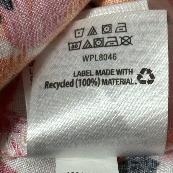 Linen Charter Club Luxury size L 100% linen orange floral short tie sleeves top - Picture 9 of 11